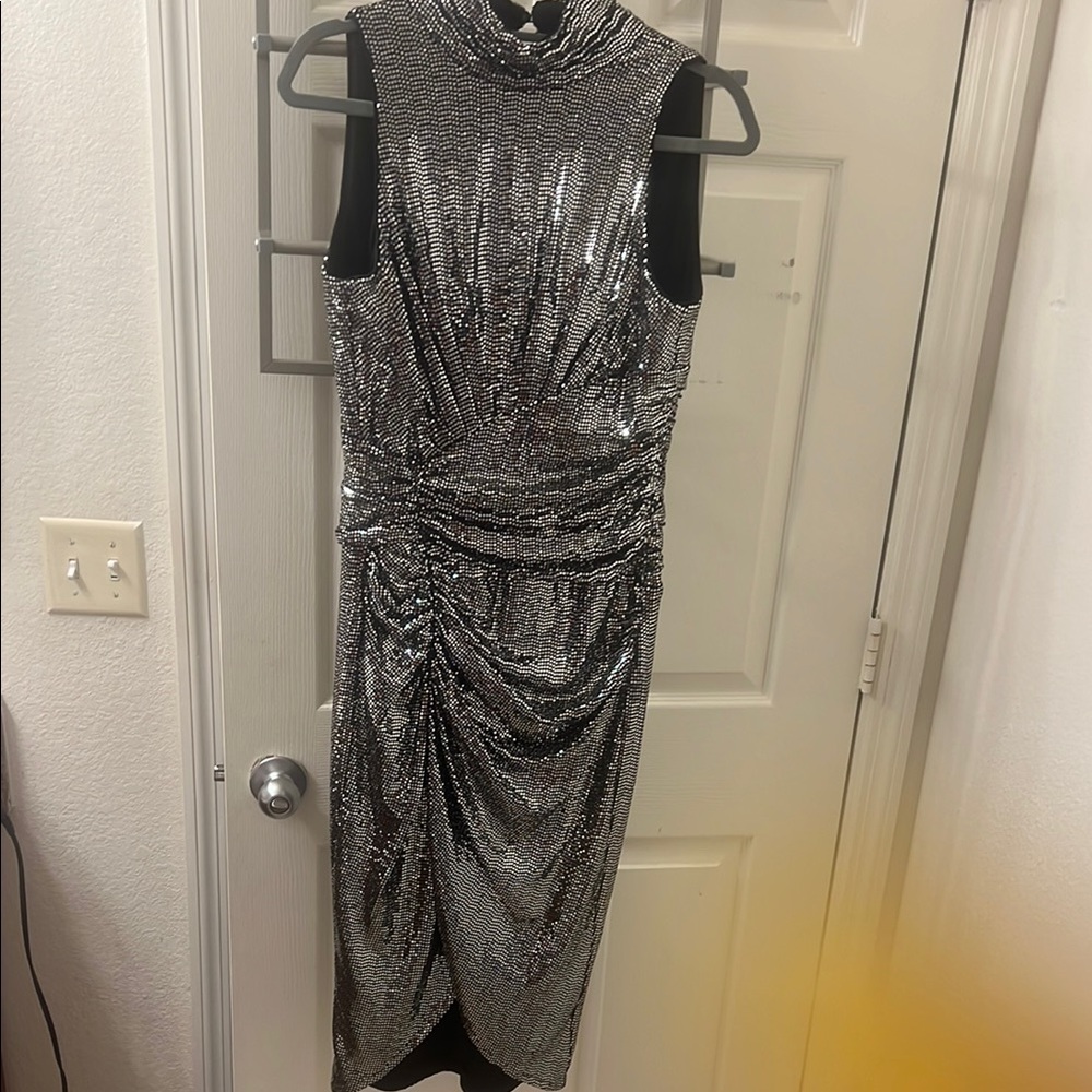 Elegant Silver Sequin Dress